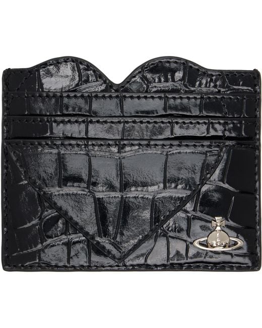 Vivienne Westwood Black Croc Heart Card Holder for men