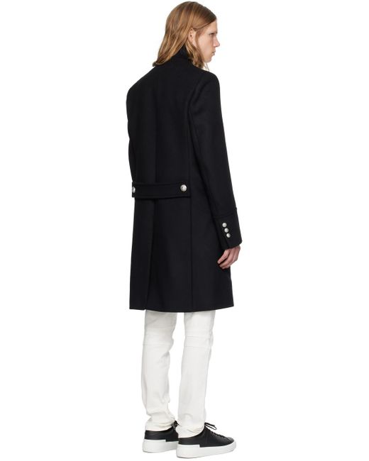 Balmain Black Double-breasted Coat for men