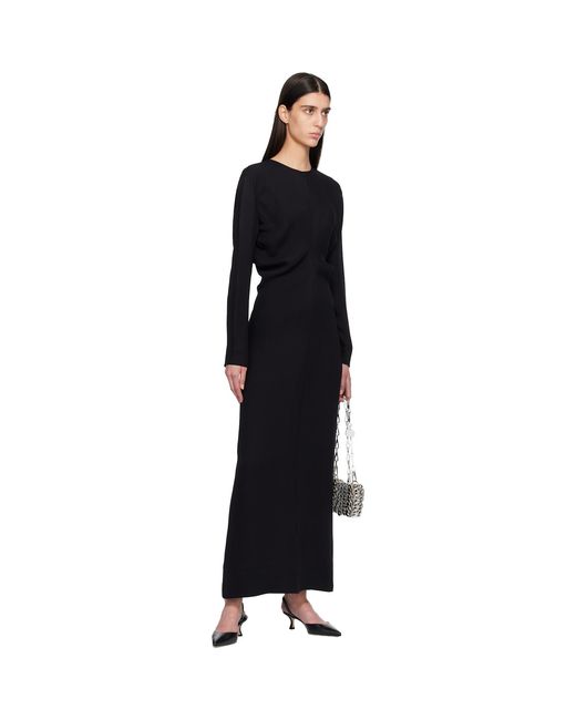 Totême Black Long-Sleeve Slouch Waist Maxi Dress
