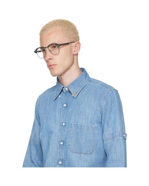 Thom Browne Brown Acetate & Titanium Pilot Glasses for men