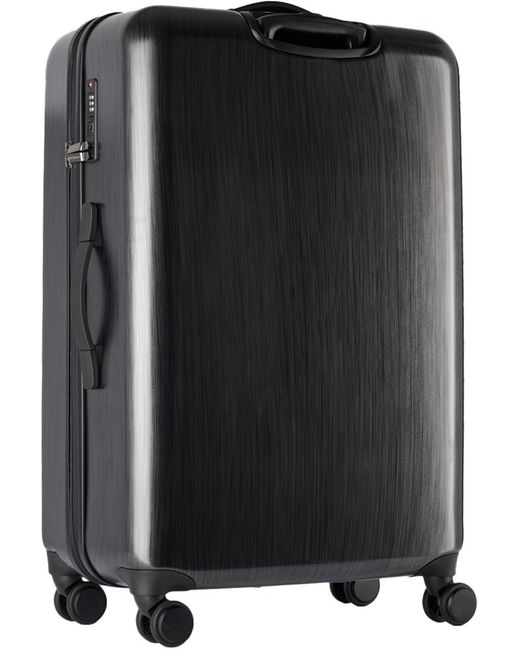 Emporio Armani Black Gray Embossed Eagle Large Suitcase for men