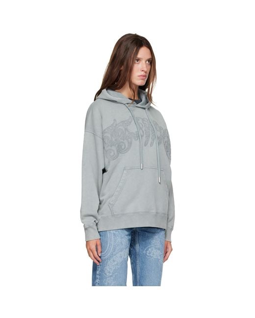 Off-White c/o Virgil Abloh Gray Embroidered Big Paisley Skate Hoodie