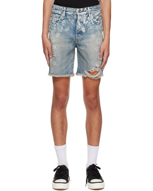 Amiri Denim Bleach Bandana Shorts for Men Lyst UK