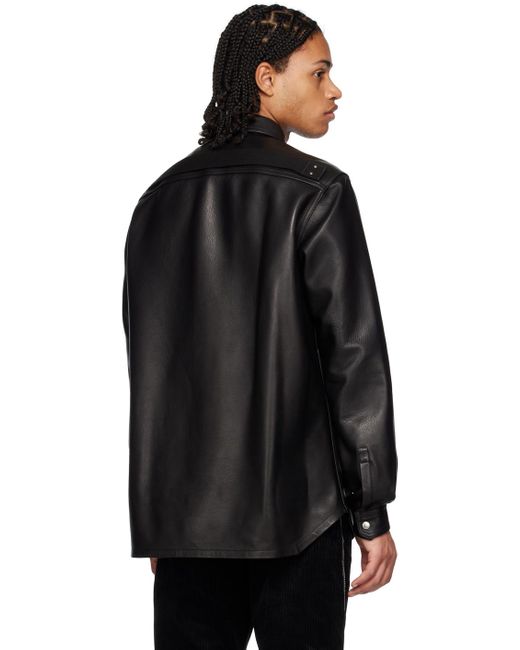 Rick Owens Black Outershirt Leather Jacket for men