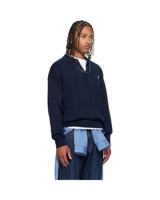 Polo Ralph Lauren Blue Cotton Long Sleeve Polo for men
