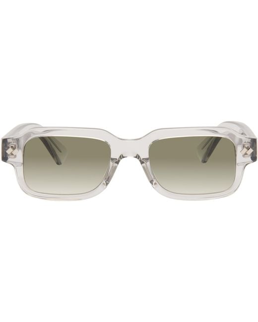 Bottega Veneta Black Transparent Intrecciato Rectangular Sunglasses for men