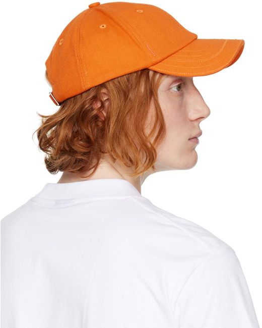 Jacquemus Brown Orange Le Raphia 'la Casquette ' Cap for men