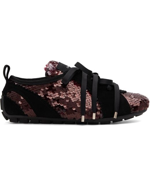 Simone Rocha Black Burgundy & Ballerina Grip Sneakers