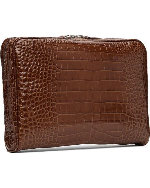 Tom Ford Brown Tan Minimal Laptop Pouch for men