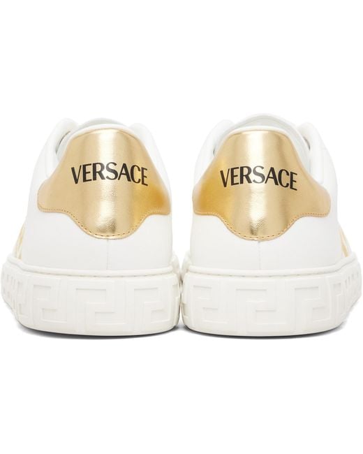 Versace Black Greca Embroidered Nylon Faux-Leather Sneakers for men