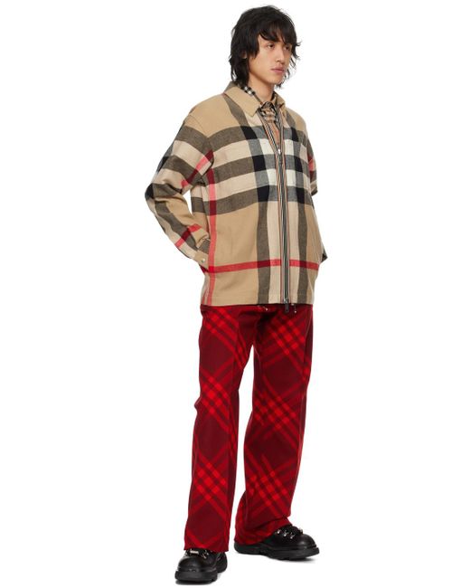 Burberry Red Check Trousers for men