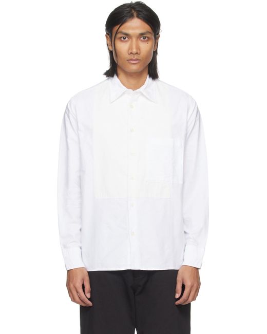 Universal Works White Bib Front Shirt for men