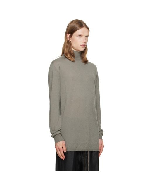 Rick Owens Gray Taupe Tower Oversized Turtleneck for men