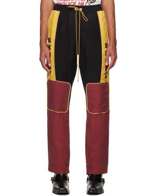 Rhude Red Yellow & Burgundy Paneled Trousers for men