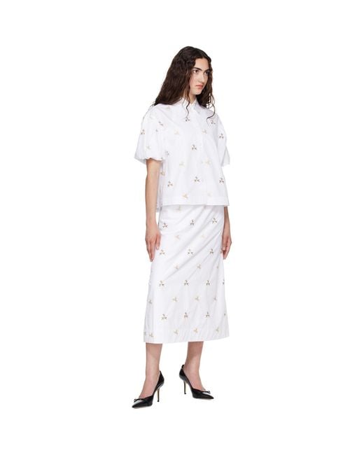 Simone Rocha White Ripple Midi Skirt