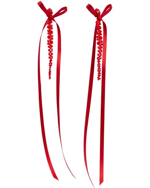Boucles d'oreilles pendantes rouges à ruban à boucle Simone Rocha en coloris Red