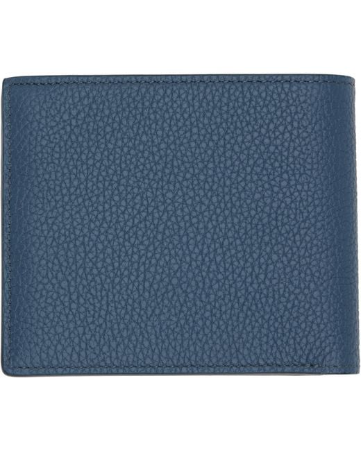 Tom Ford Blue Grain Leather Classic Bifold Wallet for men
