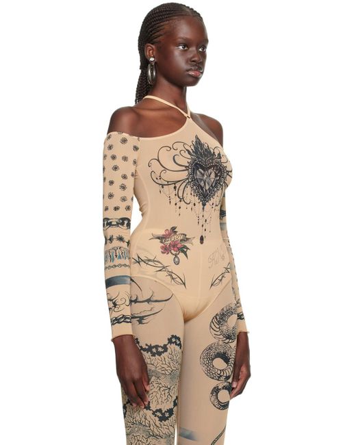 Jean Paul Gaultier Beige Knwls Edition Bodysuit | Lyst Canada