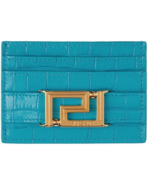 Versace Blue Greca Goddess Card Holder Lyst