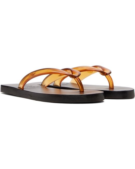 Ancient Greek Sandals Brown Tan Saionara Jelly Flip-Flops