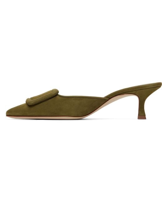Manolo Blahnik Green Khaki Maysale Heels