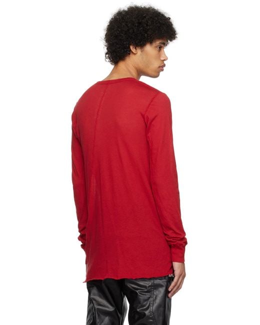 Rick Owens Red Basic Long Sleeve T-shirt for men