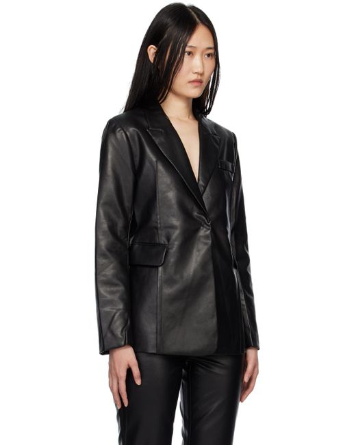 Third Form Black Grained Faux-leather Blazer