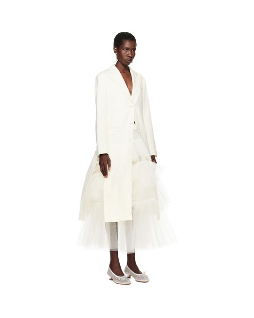 Simone Rocha White Ssense Exclusive Bridal Capsule Cut-Out Bow Detail Coat