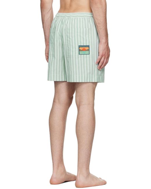 Maison Kitsuné Green Striped Shorts for men