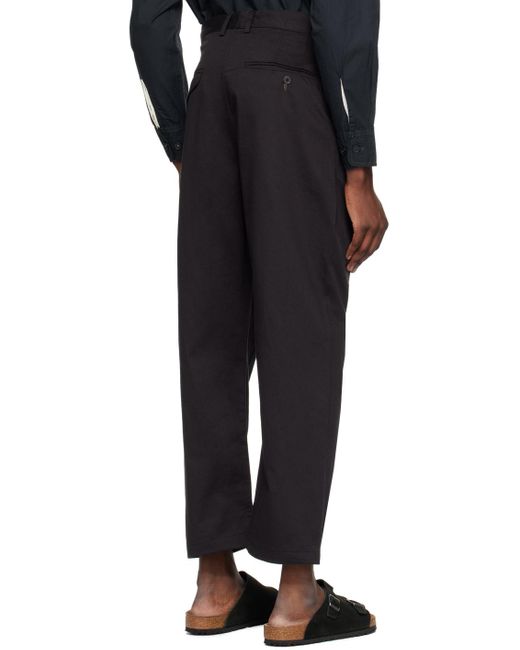 Universal Works Black Double Pleat Trousers for men