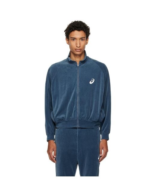 SOSHIOTSUKI Blue Asics Edition Vintage Velvet Track Jacket for men