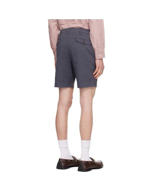 RRL Blue Garment-Dyed Chino Officer's Shorts for men
