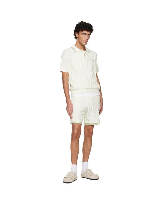 Casablanca White Off- Tennis Boucle Shorts for men