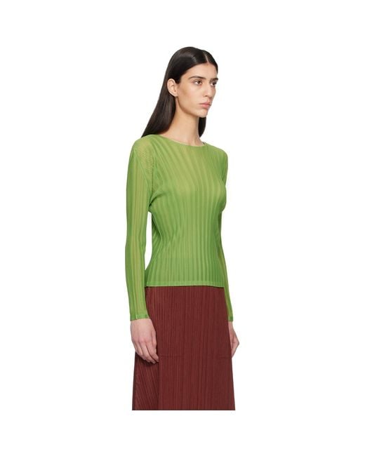 Pleats Please Issey Miyake Green Rib Pleats November Top
