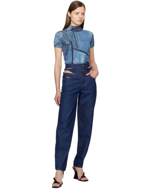 Versace Blue Cutout Jeans