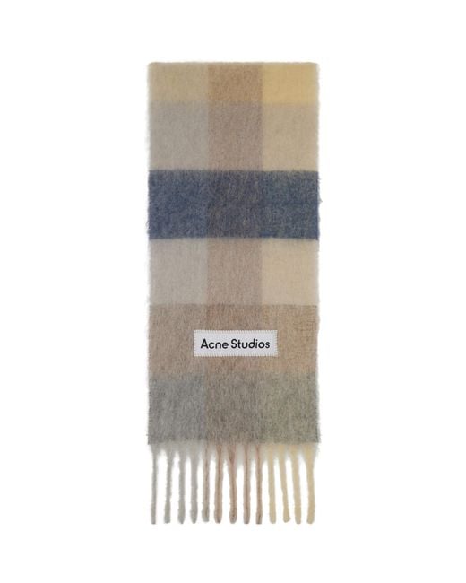 Acne Gray Off- Check Wool Scarf for men