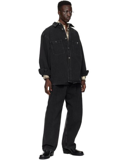 Chemise noire en denim à poches plaquées Hed Mayner pour homme en coloris Black