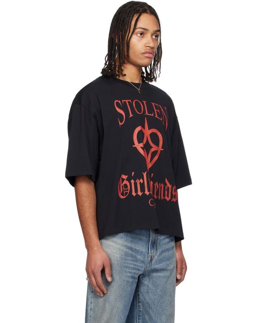 メンズ Stolen Girlfriends Club ブラック Heart Star Tシャツ Black