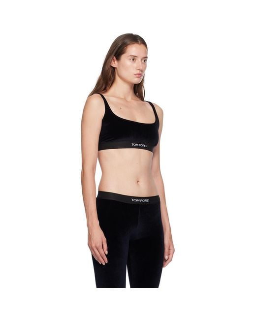 Tom Ford Black Jacquard-Logo Bra