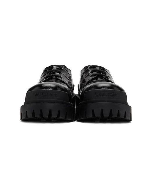 Balenciaga Black Croc Strike Derbys for Men Lyst