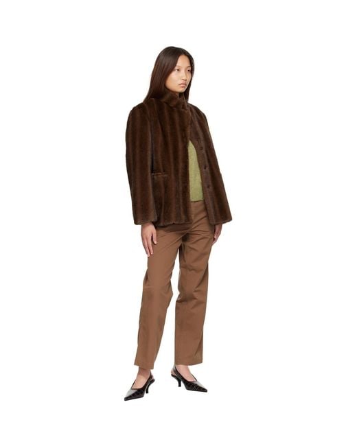 NOTHING WRITTEN Brown Misha Faux Fur Jacket