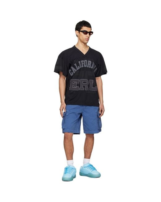 ERL Blue Woven Cargo Shorts for men