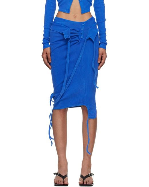 OTTOLINGER Blue Knee-Length Rib Midi Skirt