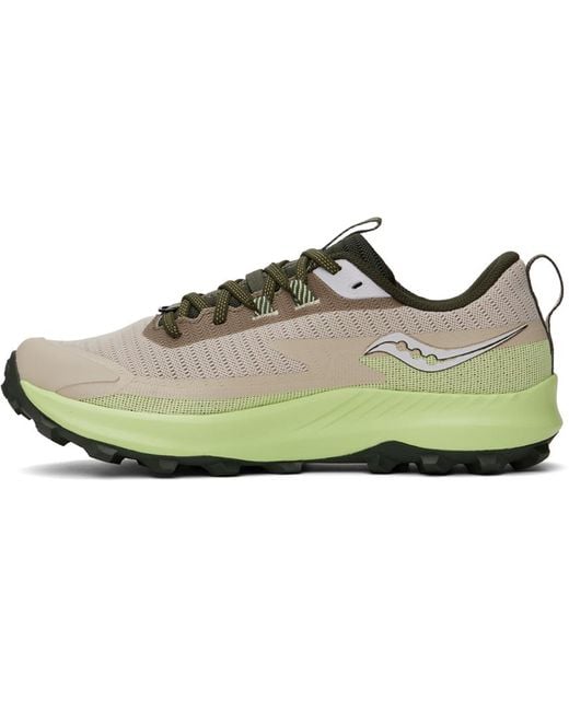 Saucony Black Beige & Green Peregrine 13 Gtx Sneakers for men