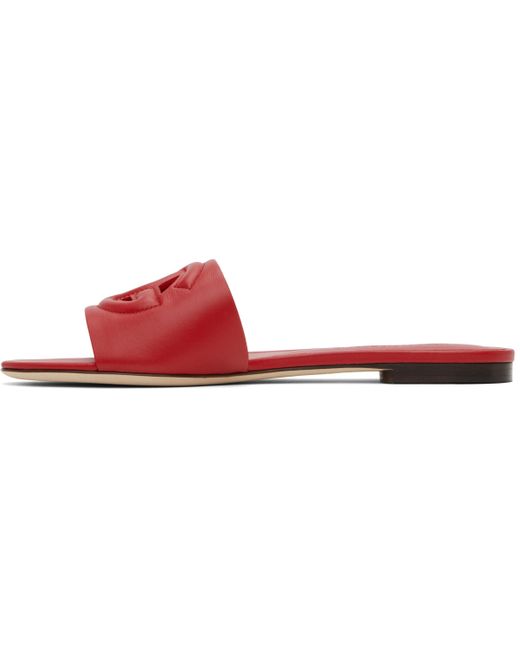 Dolce & Gabbana レッド 'Dg' Logo カーフスキン サンダル Red