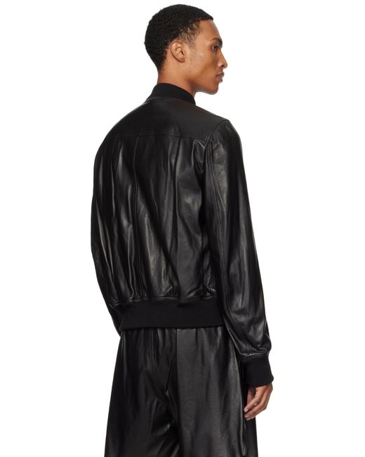 Rick Owens Black Concordians Bauhaus Flight Leather Bomber Jacket for men