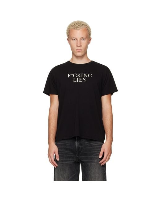 R13 Black Print 'Fucking Lies' Boy T-Shirt for men