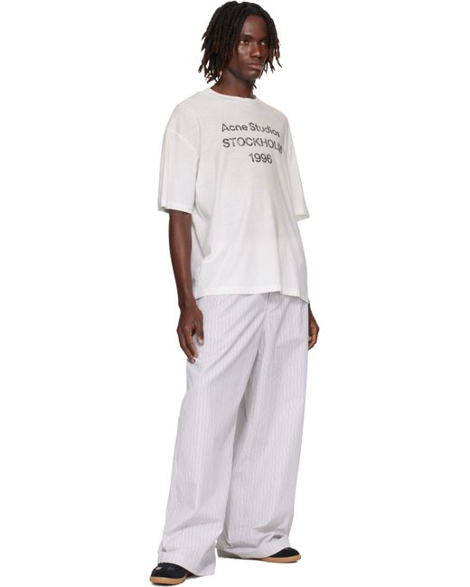 Acne White Off- Logo T-Shirt for men