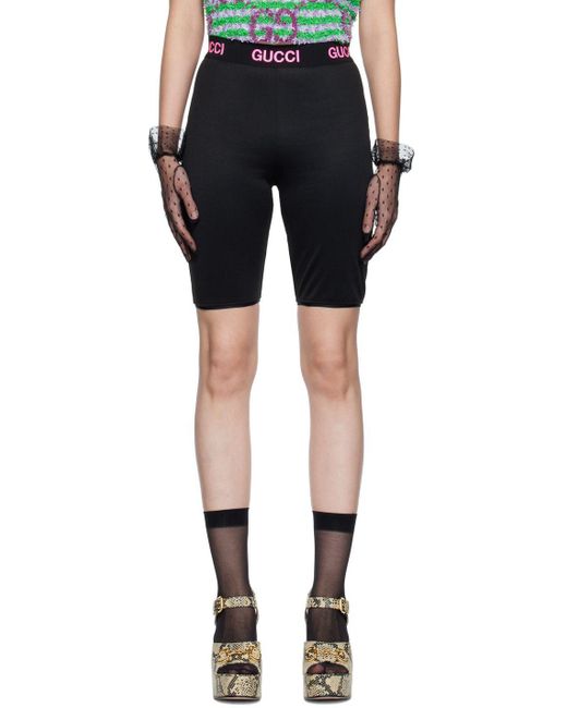 Gucci Cotton Black Biker Shorts | Lyst