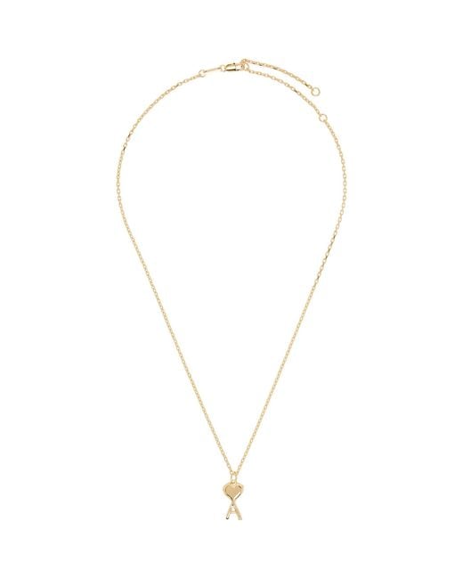 AMI Metallic Thin Hammered Ami De Coeur Necklace